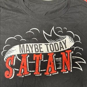 Black Tee with Red Graphic Print